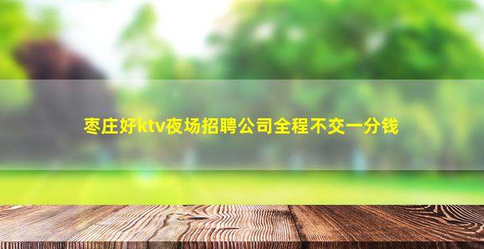 枣庄好ktv夜场招聘公司全程不交一分钱